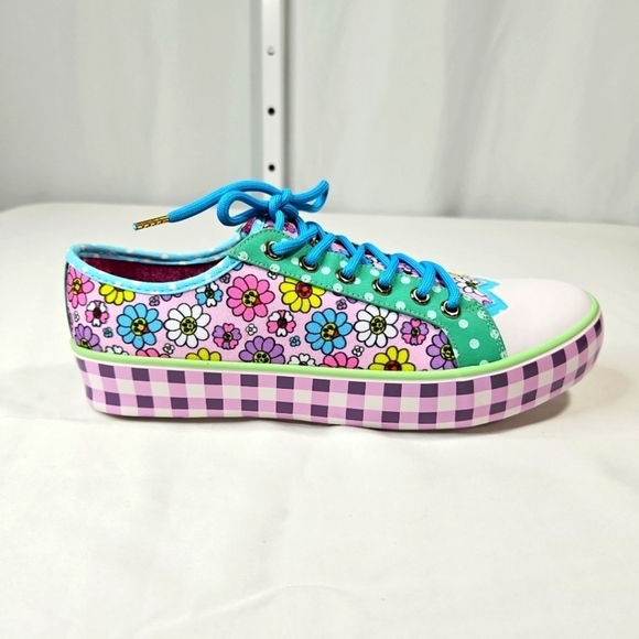 Irregular Choice Gingham Surprise Pink Sneakers Size 41 Brand New! - Picture 1 of 9